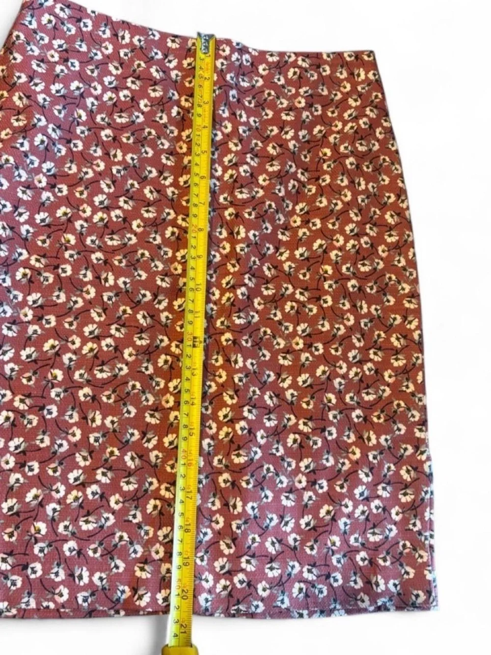 LOFT Rust Floral Pencil Skirt